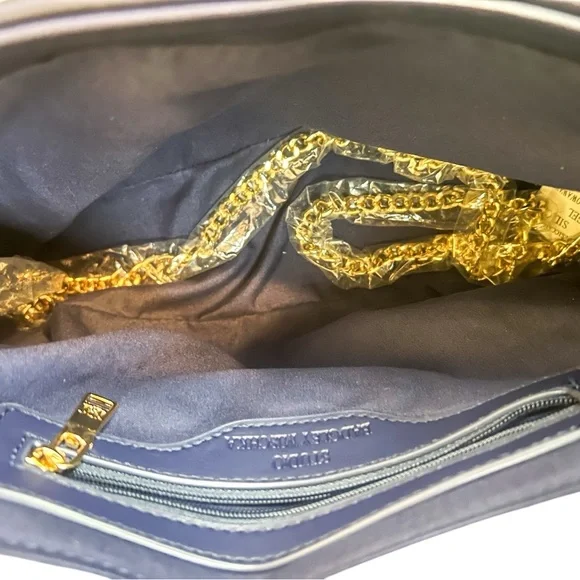 Badgley Mischka Blue Quilted Chain Shoulder Bag NWT Vegan Leather Shoulder Bags